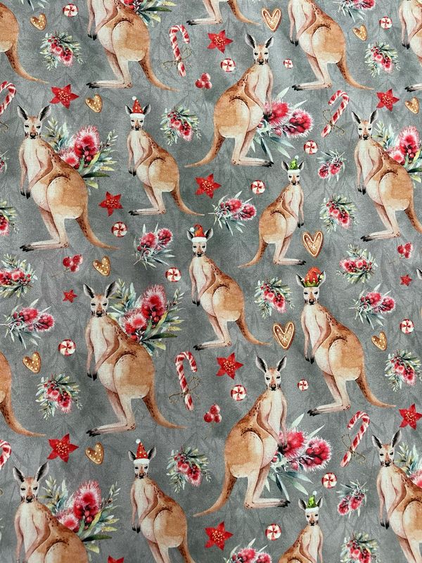 Native Wonderland - Kangaroos Grey