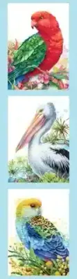 Carlie Edwards Australian Birds Tri Panel - Blue Border