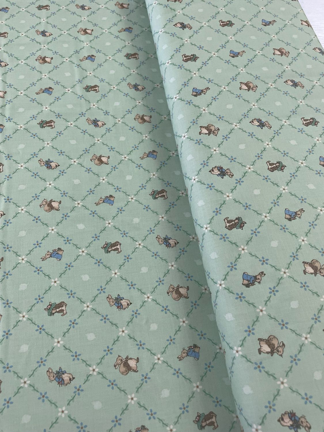 Peter Rabbit - Green Crosshatch