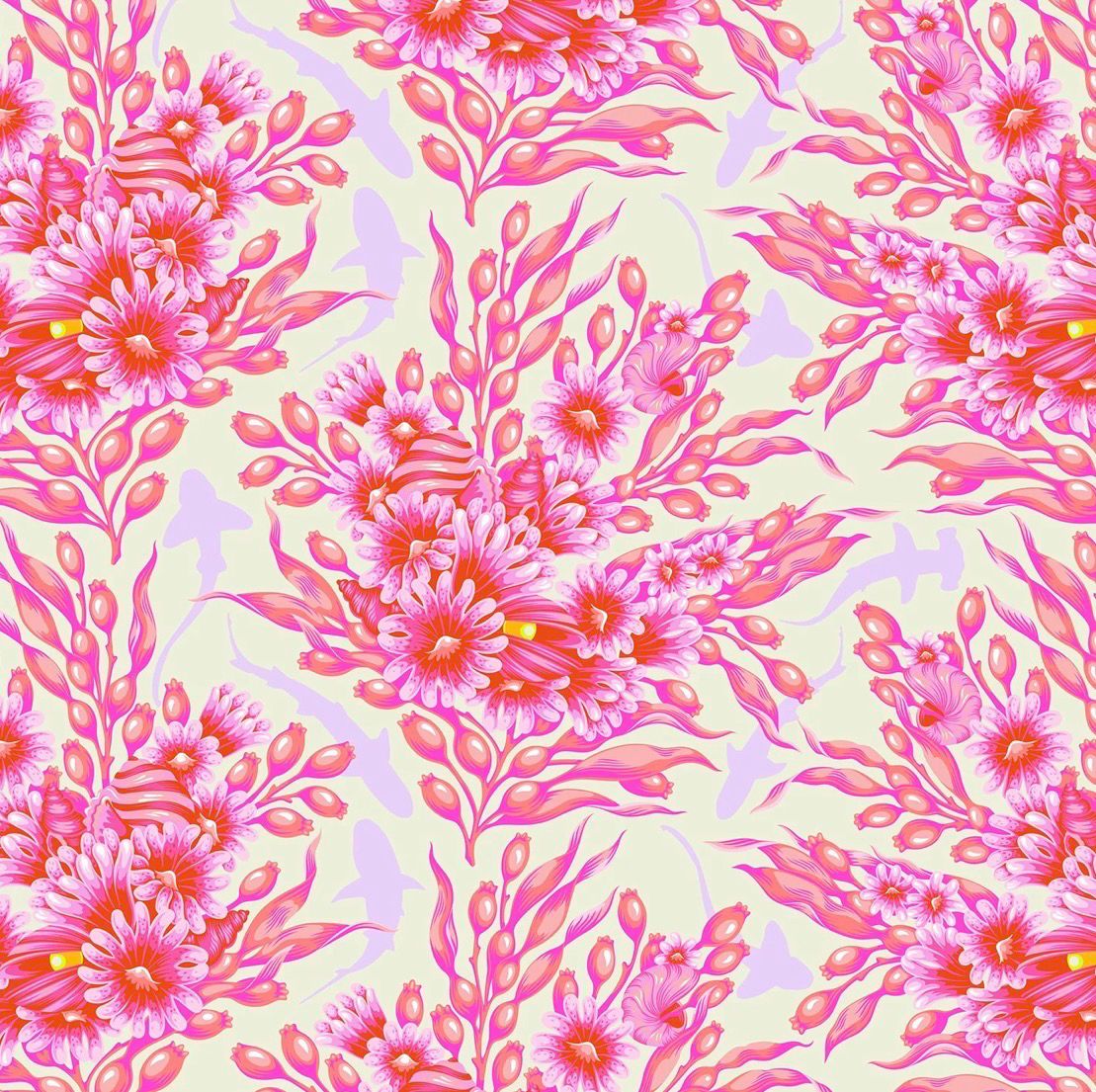 Tula Pink Floral Reef - Shadow Sharks Delphine