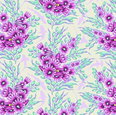 Tula Pink Floral Reef - Shadow Sharks Ultraviolet