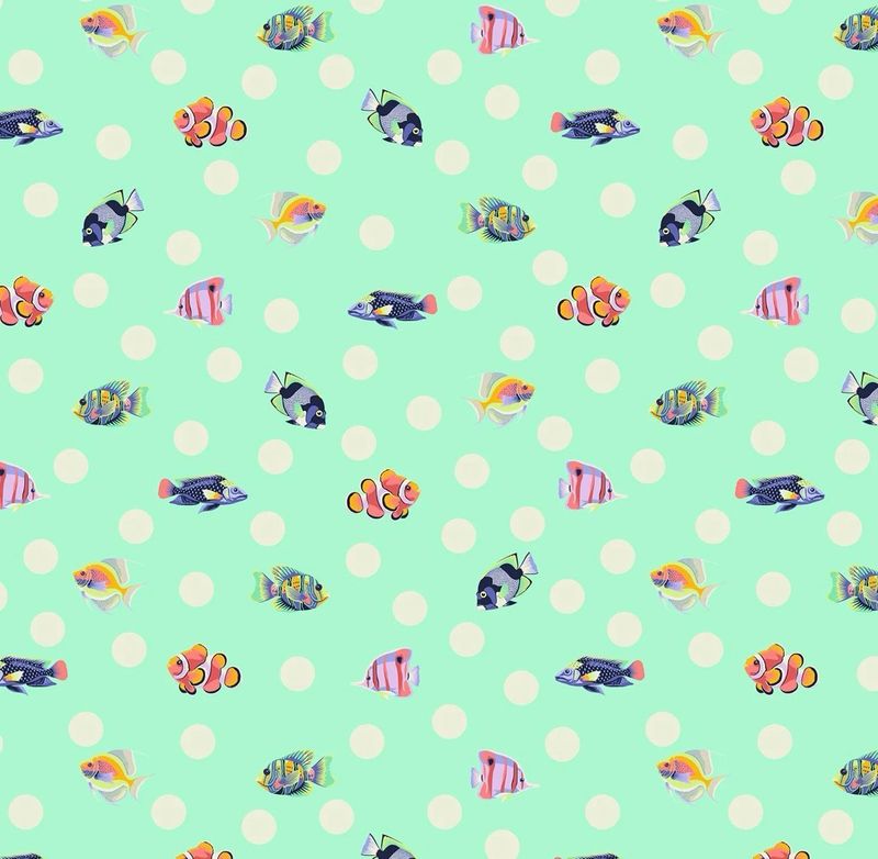 Tula Pink Floral Reef - School Crossing Seafoam