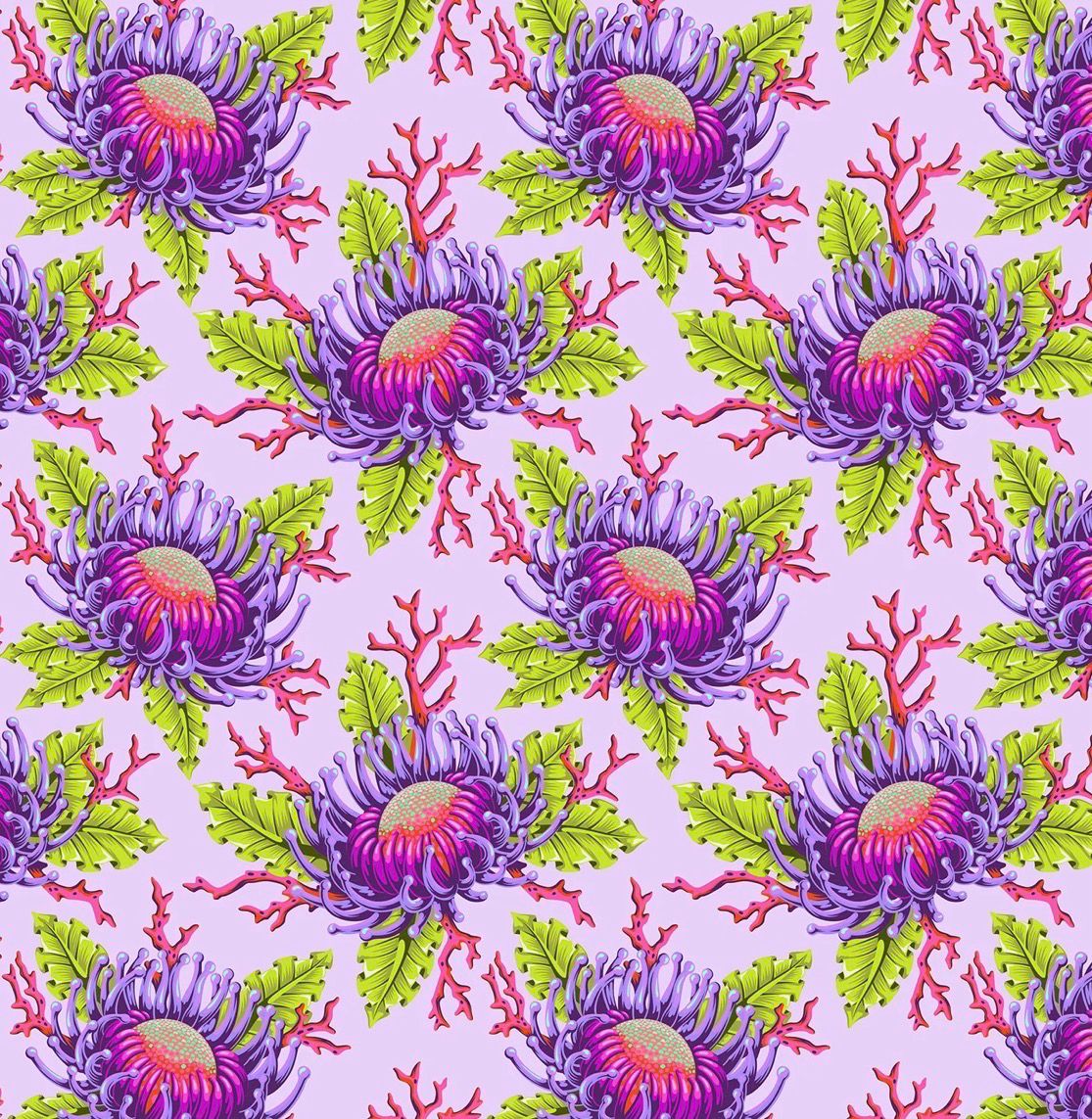 Tula Pink Floral Reef - Friends & Anemones Ultraviolet
