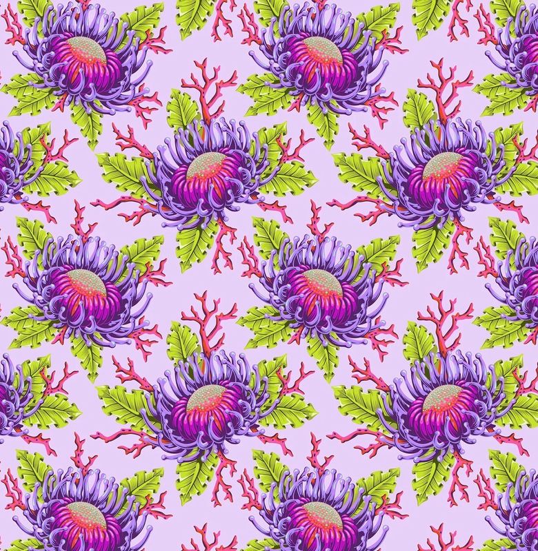 Tula Pink Floral Reef - Friends & Anemones Ultraviolet