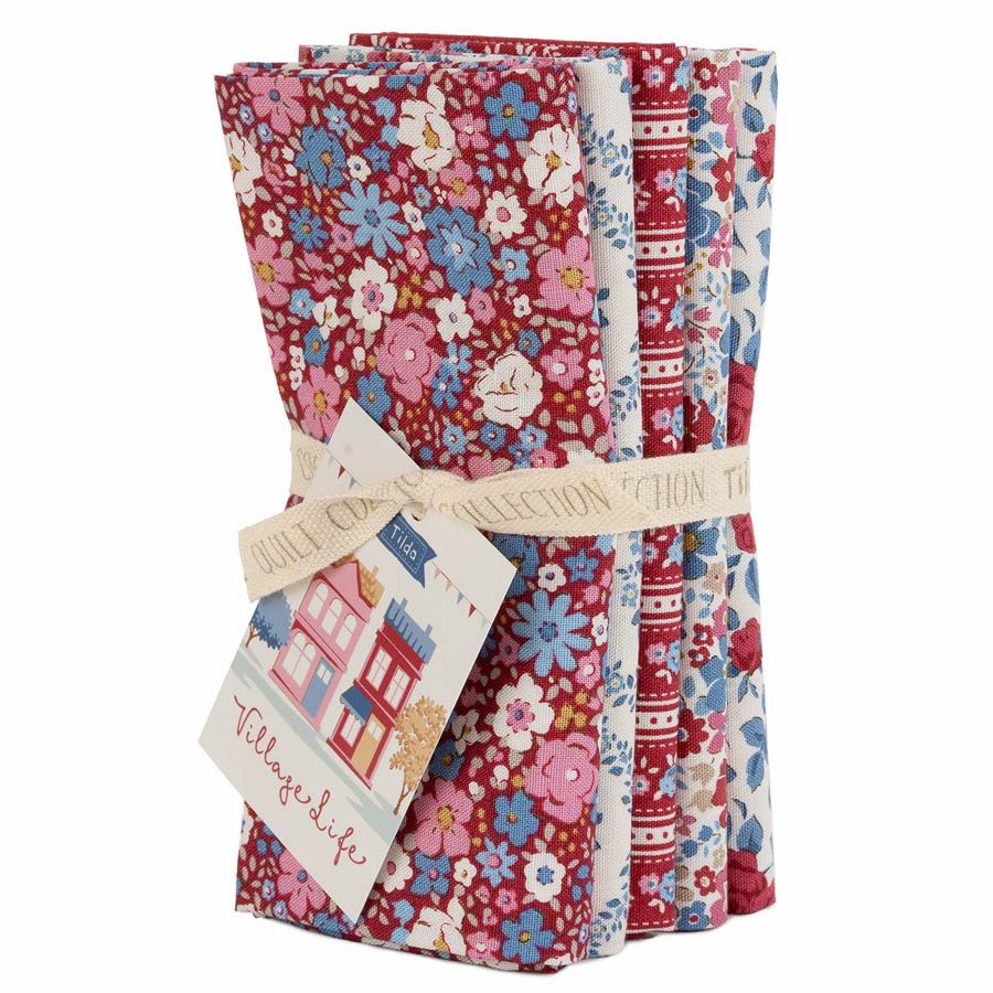 Tilda - Village Life - Burgundy FQ Bundle