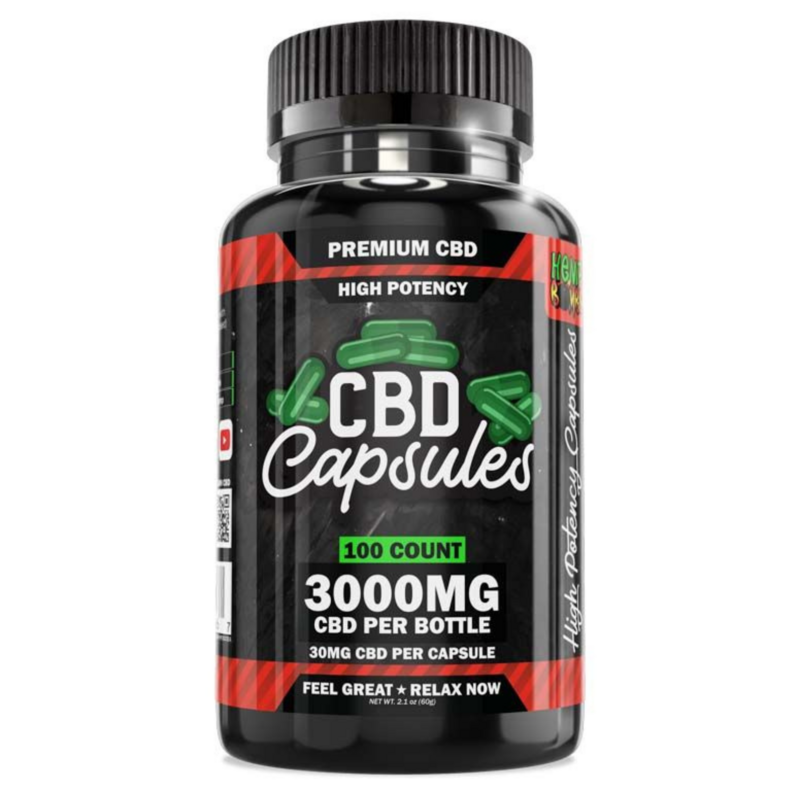 100 Count High Potency CBD Capsules 3000 mg