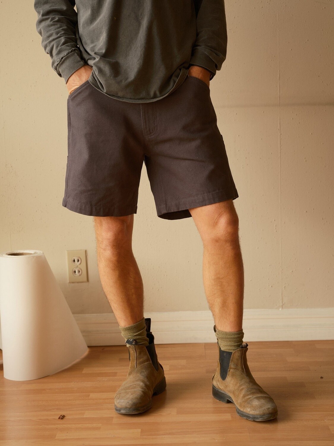 Canvas Work Shorts, Color: Faded Navy, Size: S