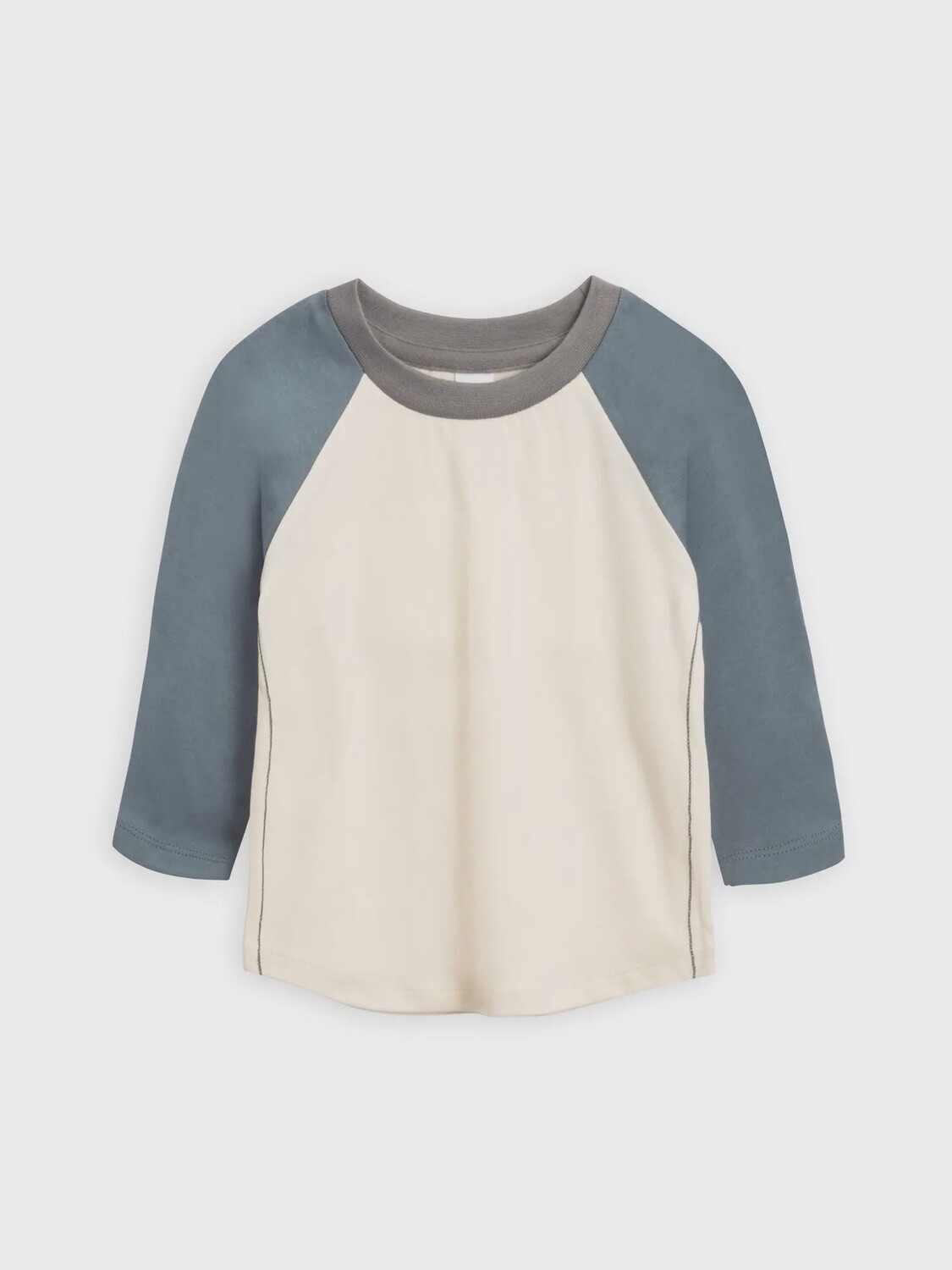 Organic Baby and Kids Louie Baseball Tee, Color: Natural / Harbor, Size: 6-12m