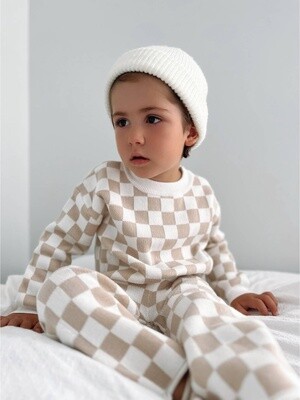 Checkered Jacquard Pullover, Size: 2-3 yrs, Color: Beige/Cream