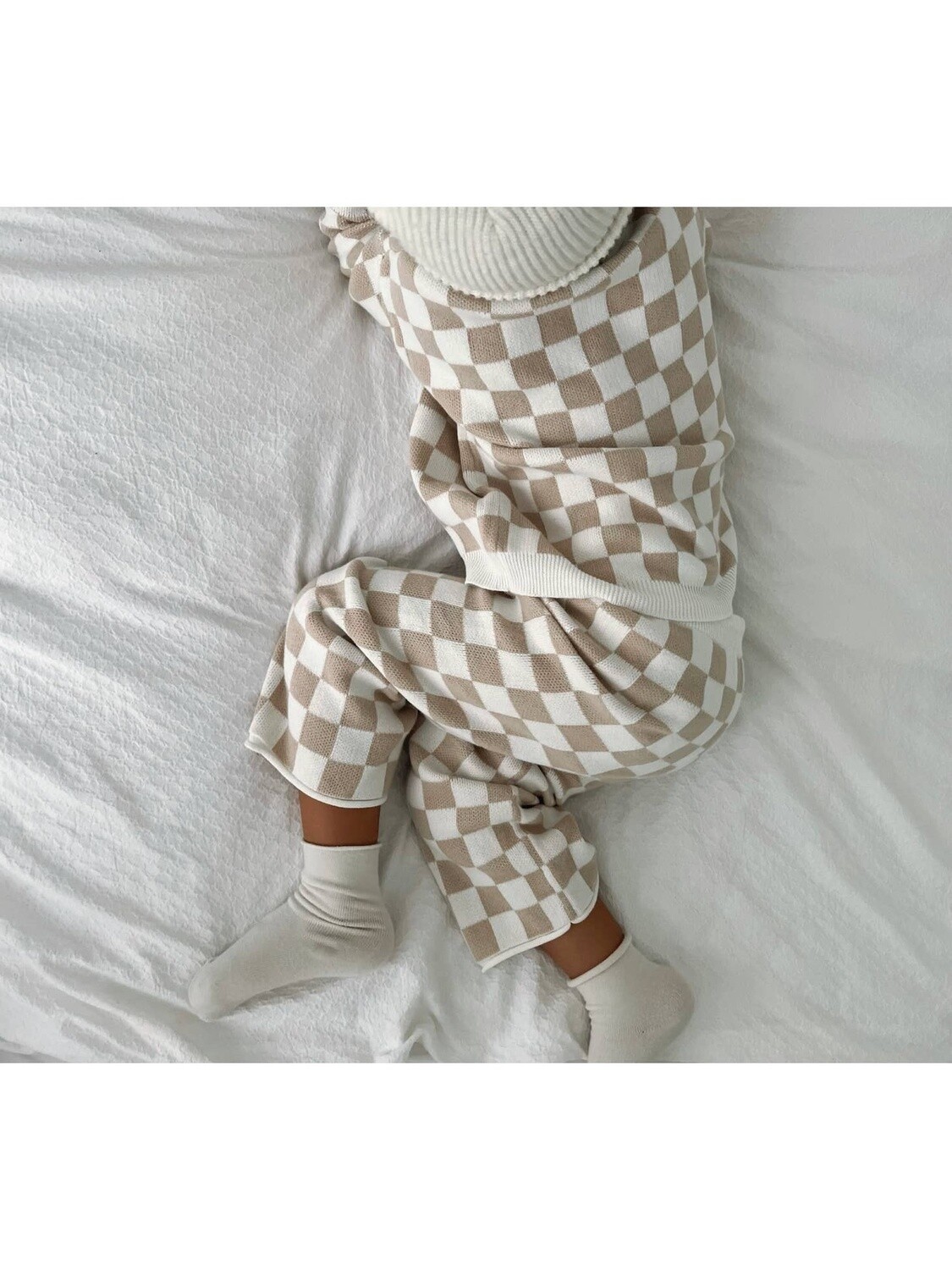 Checkered Jacquard Pants, Color: Beige/Cream, Size: 2-3 yrs