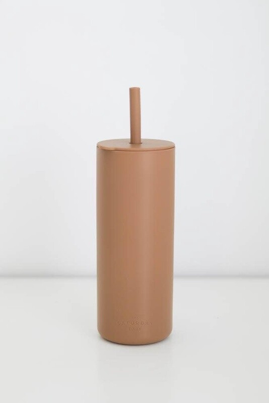 Adult Silicone Straw Cup, Color: Coco
