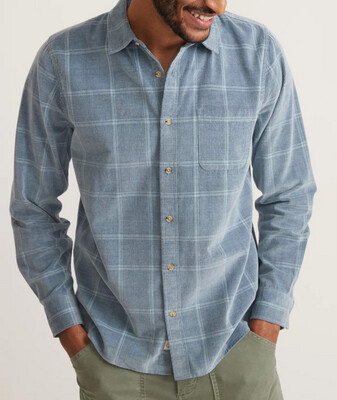 Lightweight Plaid Cord Shirt, Color: Indigo Plaid, Size: M