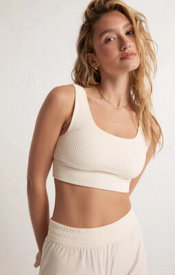 Zoe Velour Tank Bra, Color: Bone, Size: S