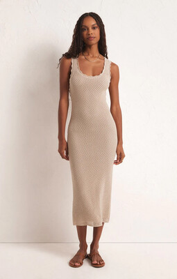 Ibiza Crochet Sweater Dress, Color: Natural, Size: XS