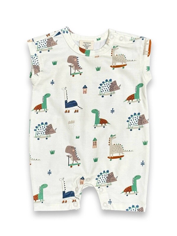 Skater Dino Muscle Shortie Baby Romper