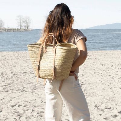 Handmade French Market Basket Straw Bag