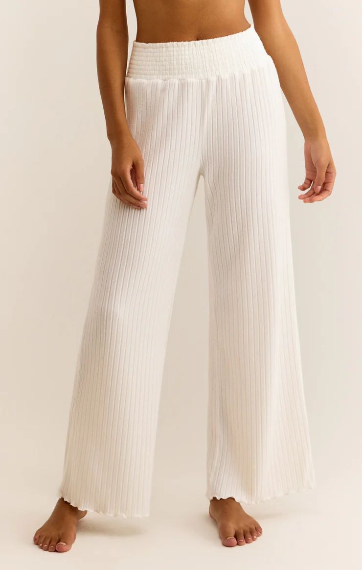 Dawn Smocked Rib Pant, Color: White, Size: Xs