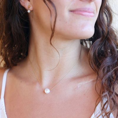 Gold Filled Floating Freshwater Pearl Choker