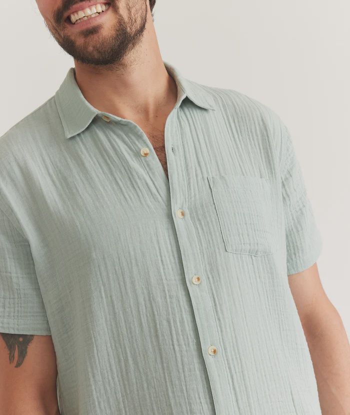Crinkle Double Cloth Shirt, Color: Grey Mist, Size: M