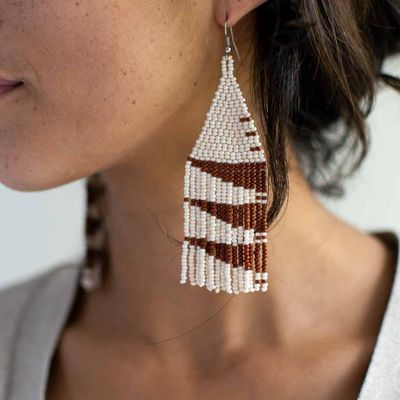 Beaded Fringe Earrings In Roca