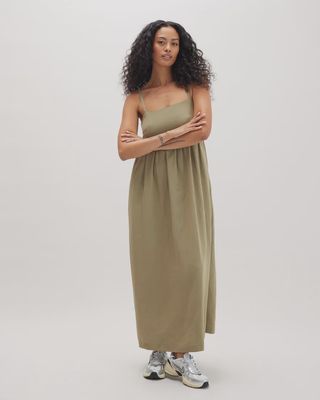 Women&#39;s Linen Maxi Dress, Color: Dried Sage, Size: XS