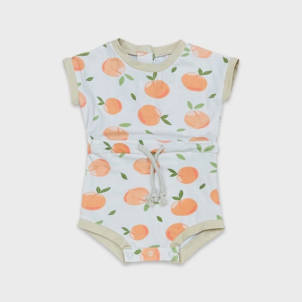 Peaches Tie Baby Playsuit Romper, Color: Natural, Size: 0-3