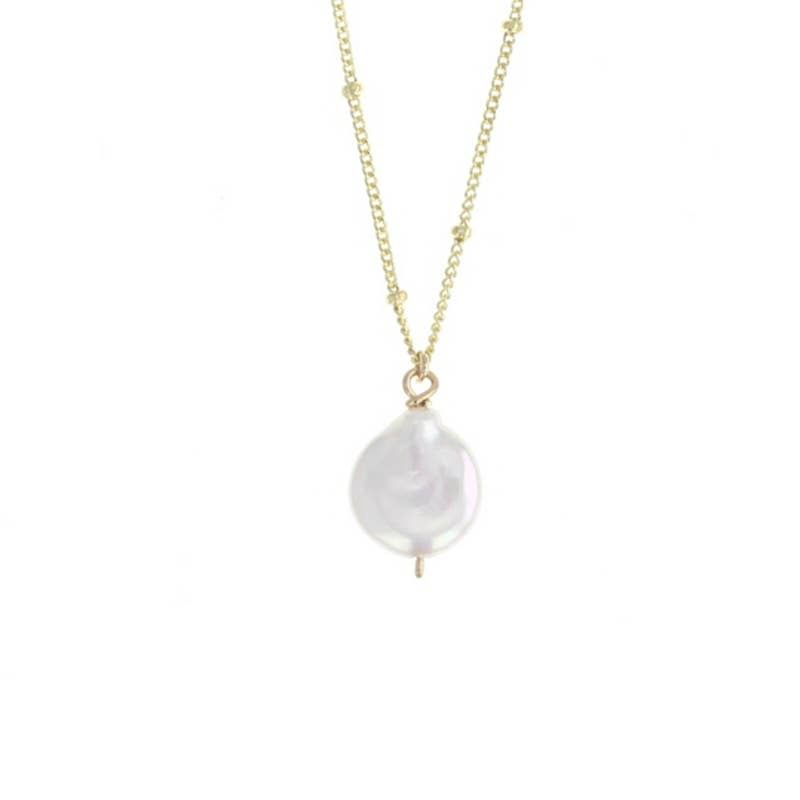 Vermeil Coin Pearl Trinket Necklace