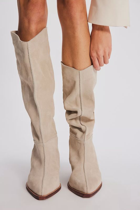 Sway Low Slouch Boot, Color: Parchment Suede, Size: 36.5