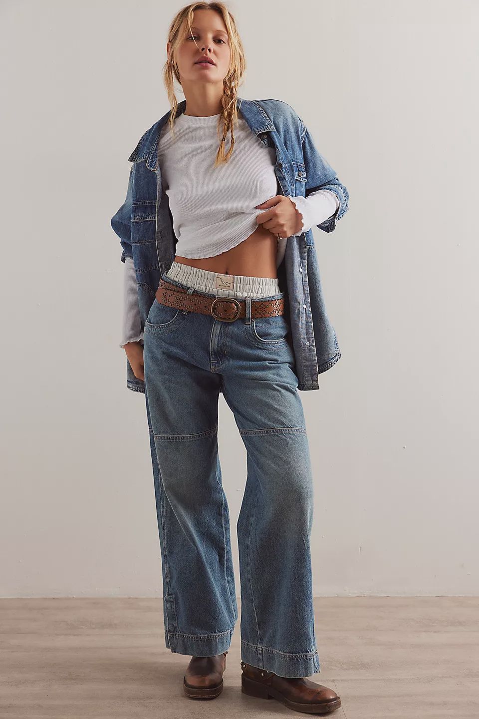 Benji Relaxed Wide Leg Jean, Color: Salt of the Earth, Size: 25