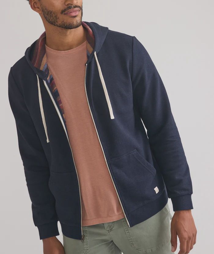 Fleece Stripe Full Zip, Color: Dark Blue Baja Stripe, Size: M