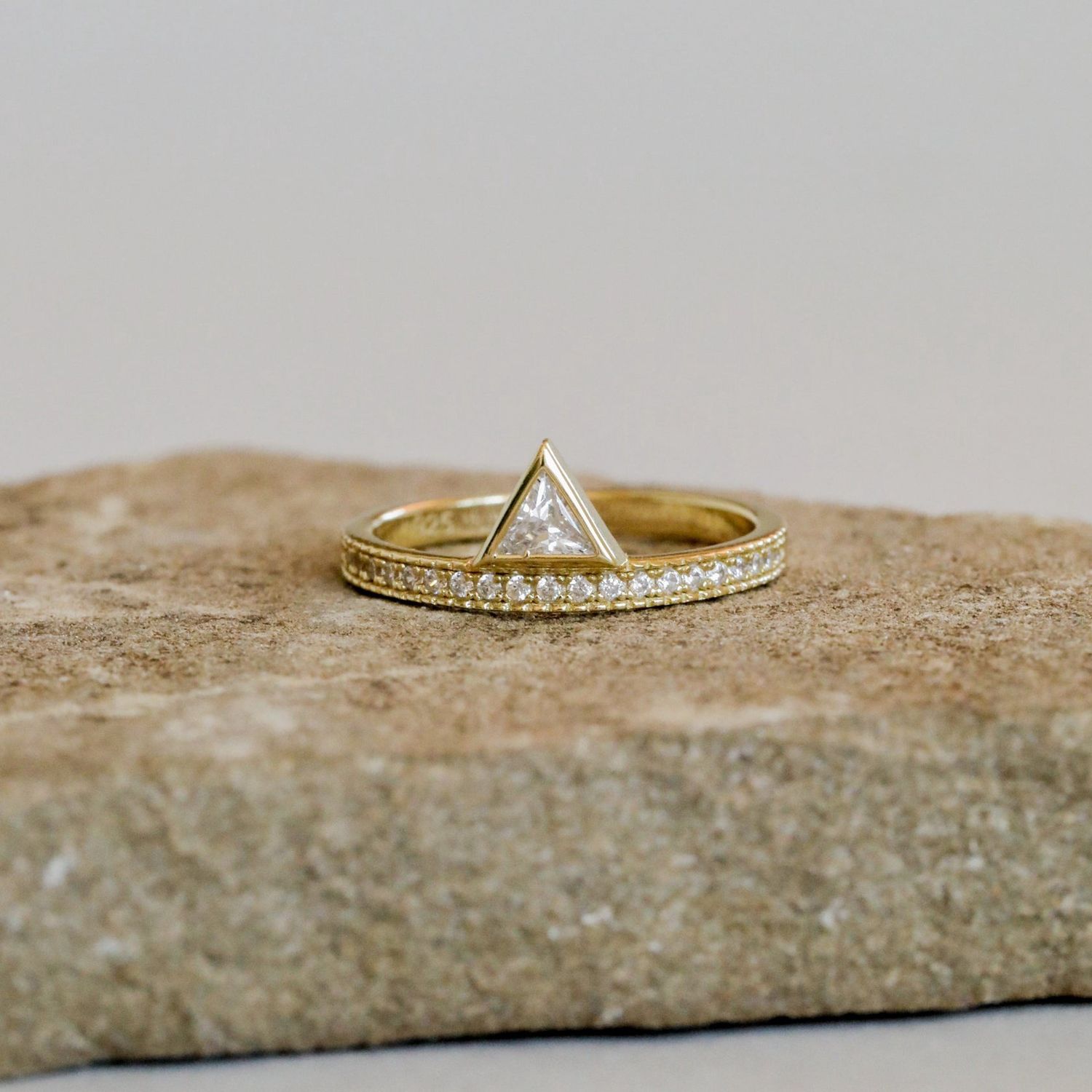 Stacked Triangle Ring, Color: Gold, Size: 6