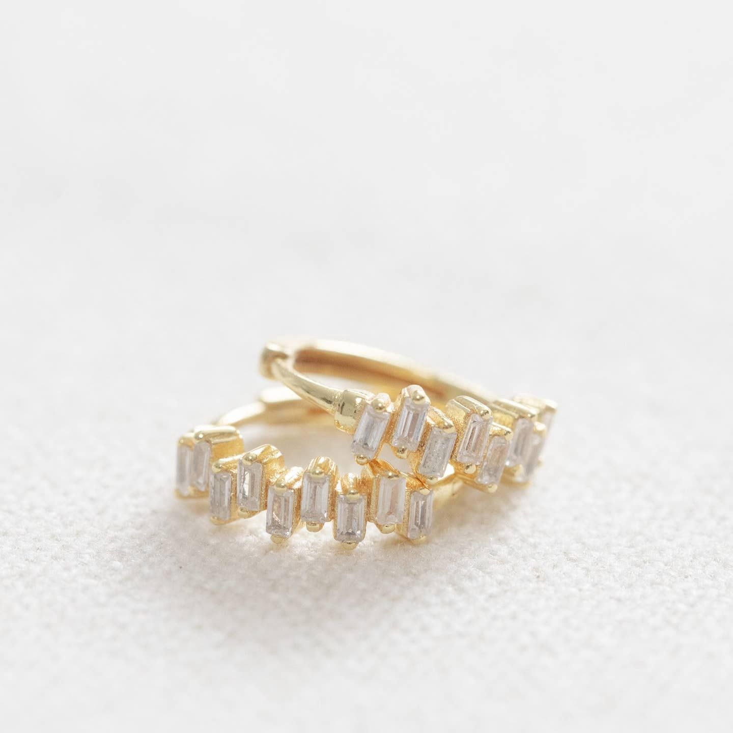 Crystal Baguette Huggies