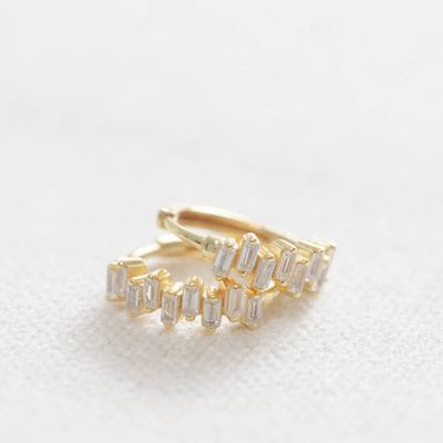 Crystal Baguette Huggies