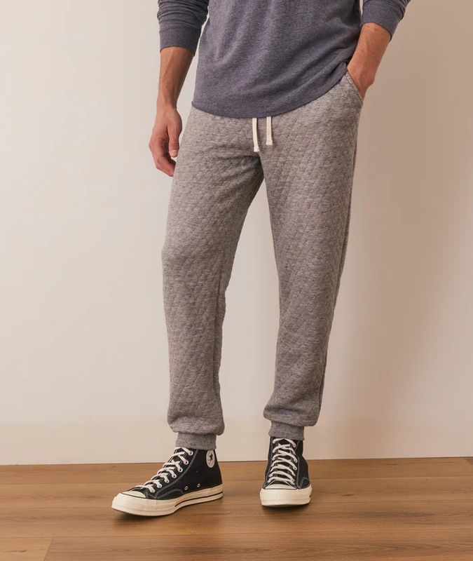 The Corbet Quilted Jogger by Marine Layer is a stylish and comfortable pair of jogger pants, designed for a relaxed yet elevated look. 

