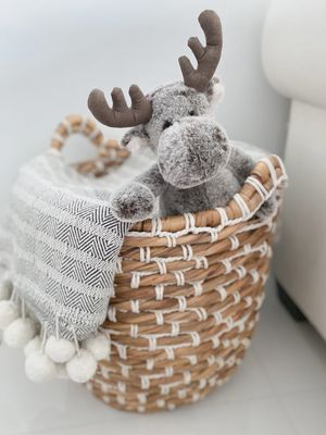 Mon Ami Marley the Moose Plush Toy is a soft, adorable stuffed moose designed with a playful and whimsical look. 
