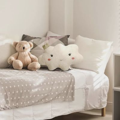 The Mon Ami Reine Cloud Pillow is a soft, cozy decorative pillow designed in the shape of a fluffy cloud. Made from plush fabric, it features a serene and calming design, perfect for adding a touch of whimsy to a nursery, bedroom, or cozy space. 