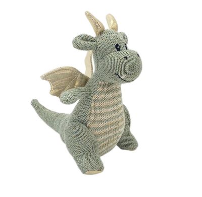 The Mon Ami Dax Dragon Knit Rattle is a soft, playful baby rattle designed to resemble a friendly dragon. Made from knitted fabric, it features a charming dragon design with small wings and a gentle rattle sound that engages and soothes infants. The rattle is lightweight and easy for babies to hold, making it an ideal toy for early sensory development. The Dax Dragon Knit Rattle combines whimsical, imaginative design with a soothing, interactive feature, making it a perfect gift for babies and a delightful addition to any nursery.