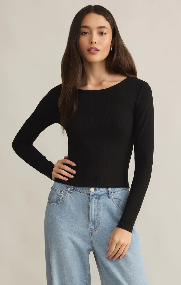 Infinity Fitted Long Sleeve Tee, Color: Black, Size: XS