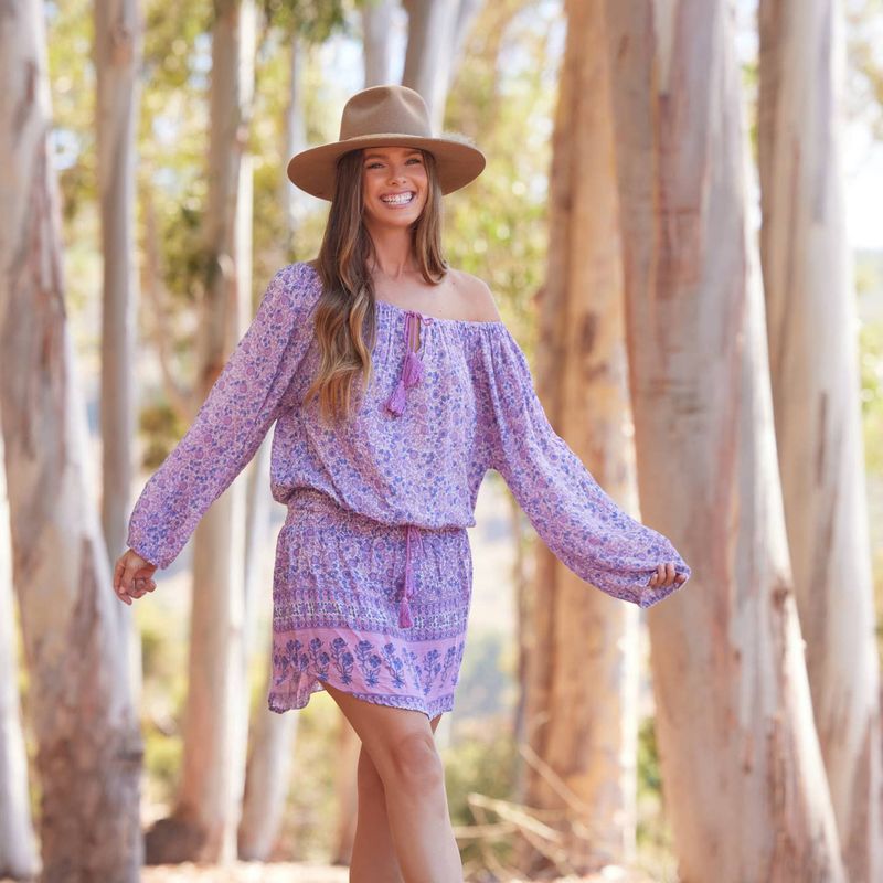 Cassidy Off Shoulder Print Dress