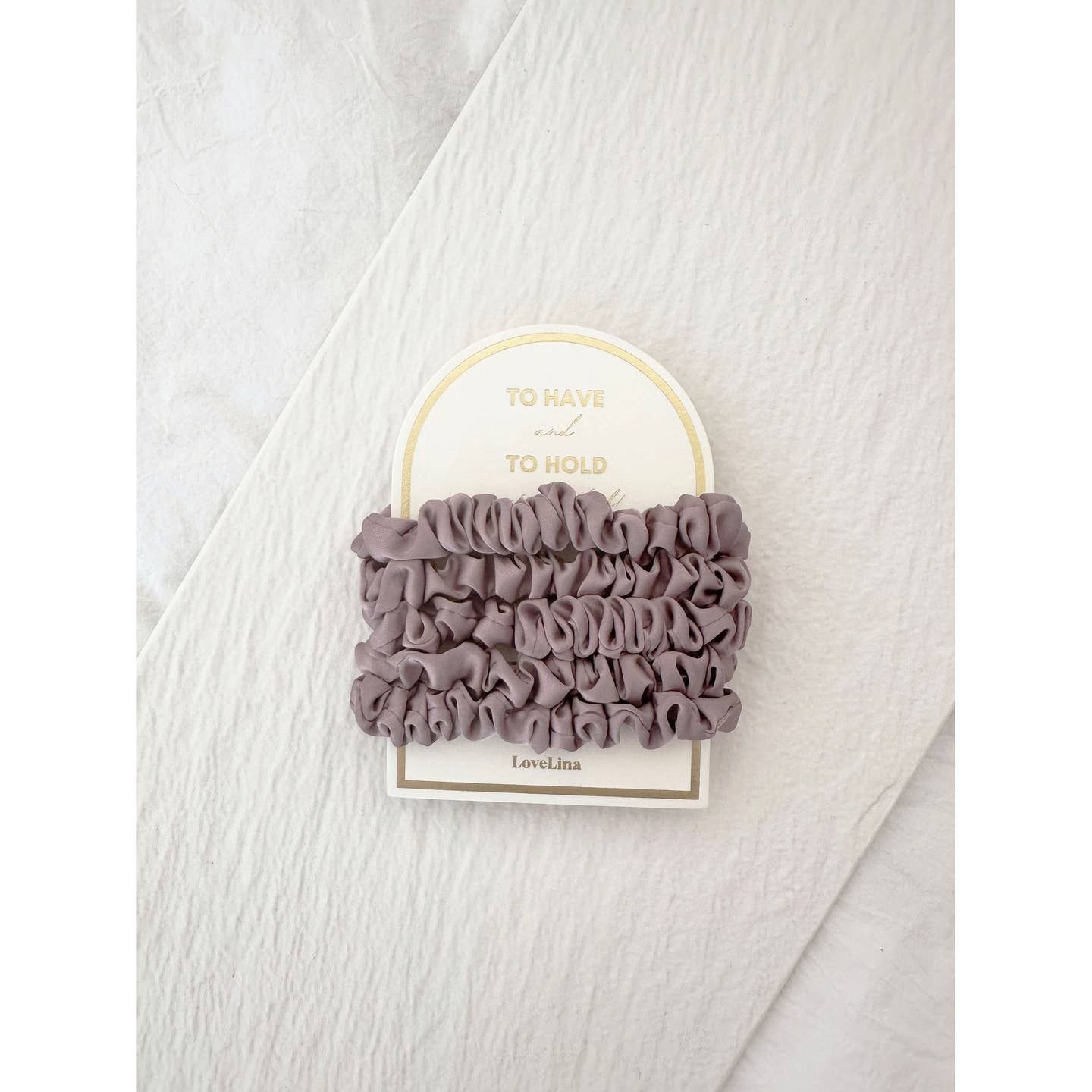 5PC Skinny Silk Hair Tie Scrunchies Set - Gifa, Color: Mauve