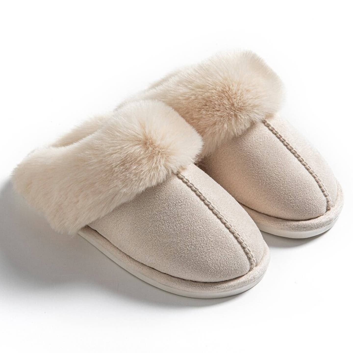 Soft Haven Winter Slippers, Color: Ivory, Size: S