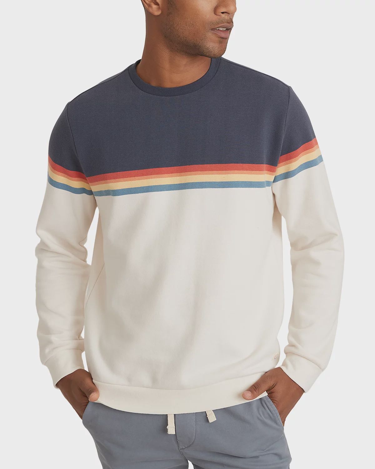 Sunset Stripe Sweatshirt, Color: Colorblock Sunset Stripe, Size: M