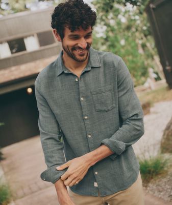 Stretch Selvage LS Shirt - Mallard Green Stripe