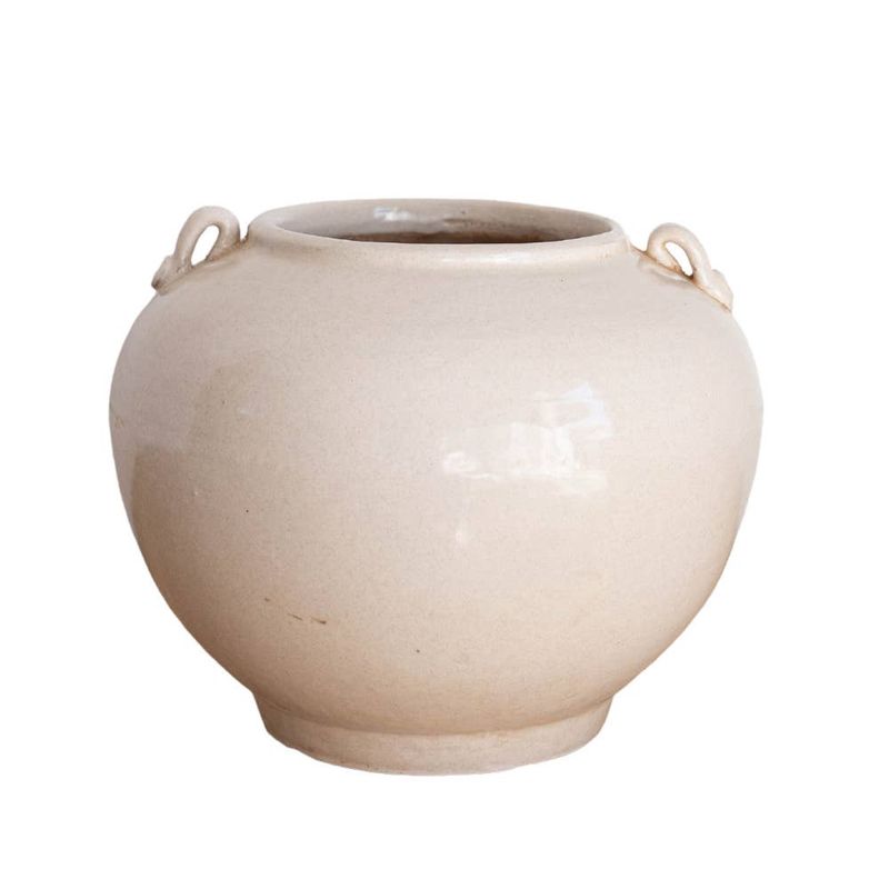 Cream Glazed Vintage Pot Vase
