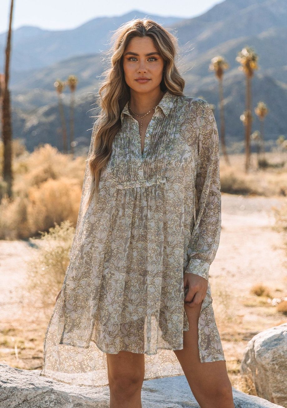 Paisley Collared Mini Dress, Size: S