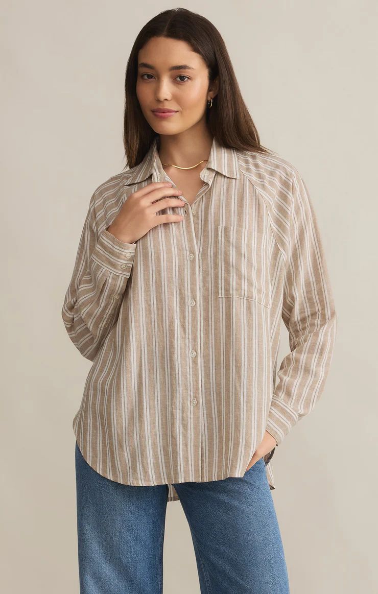 The Perfect Linen Top, Color: Pebble Moon, Size: Xs