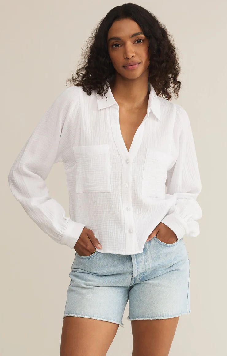 Campo Button Up Gauze Top, Color: White, Size: Xs