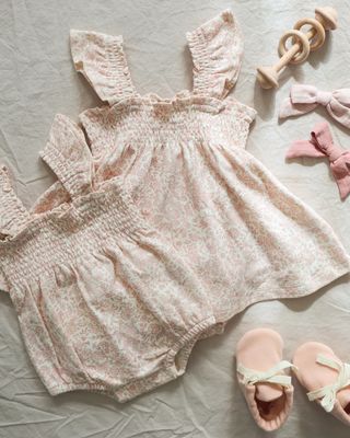 Smocked Jersey Dress, Color: Pink Blossom, Size: 0-3M