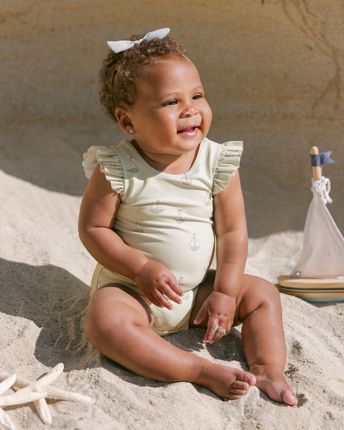 Scoop Back One Piece, Color: Sailboats, Size: 6-12M