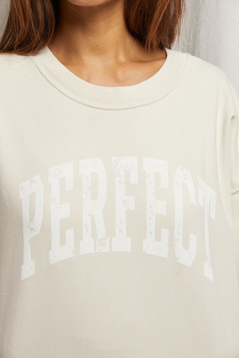 Perfect Terry Long Sleeve Crew Neck Sweatshirt, Color: Sugar, Size: Xs
